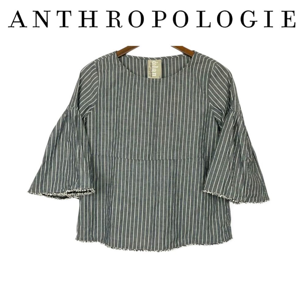 Anthropologie Dolan Left Coast Bell Sleeve Striped Cotton Blouse Small Womens S